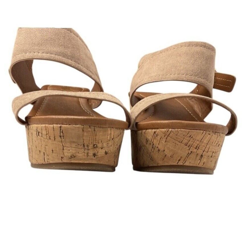 Arula Women's Suede Ankle Strap Platform Cork Wedge Sandals Neutral Size 8 - Picture 7 of 12